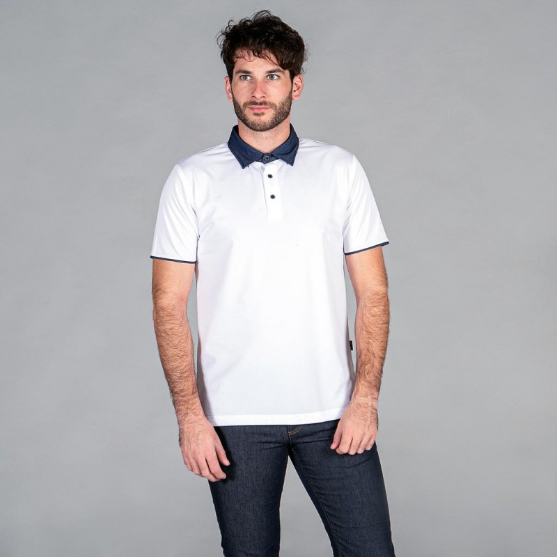 POLO HOMBRE CUELLO TEJANO BLANCO