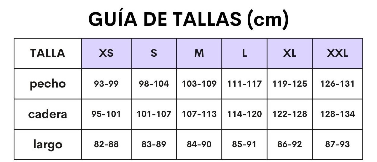 guia de tallas bata maestra camaleón